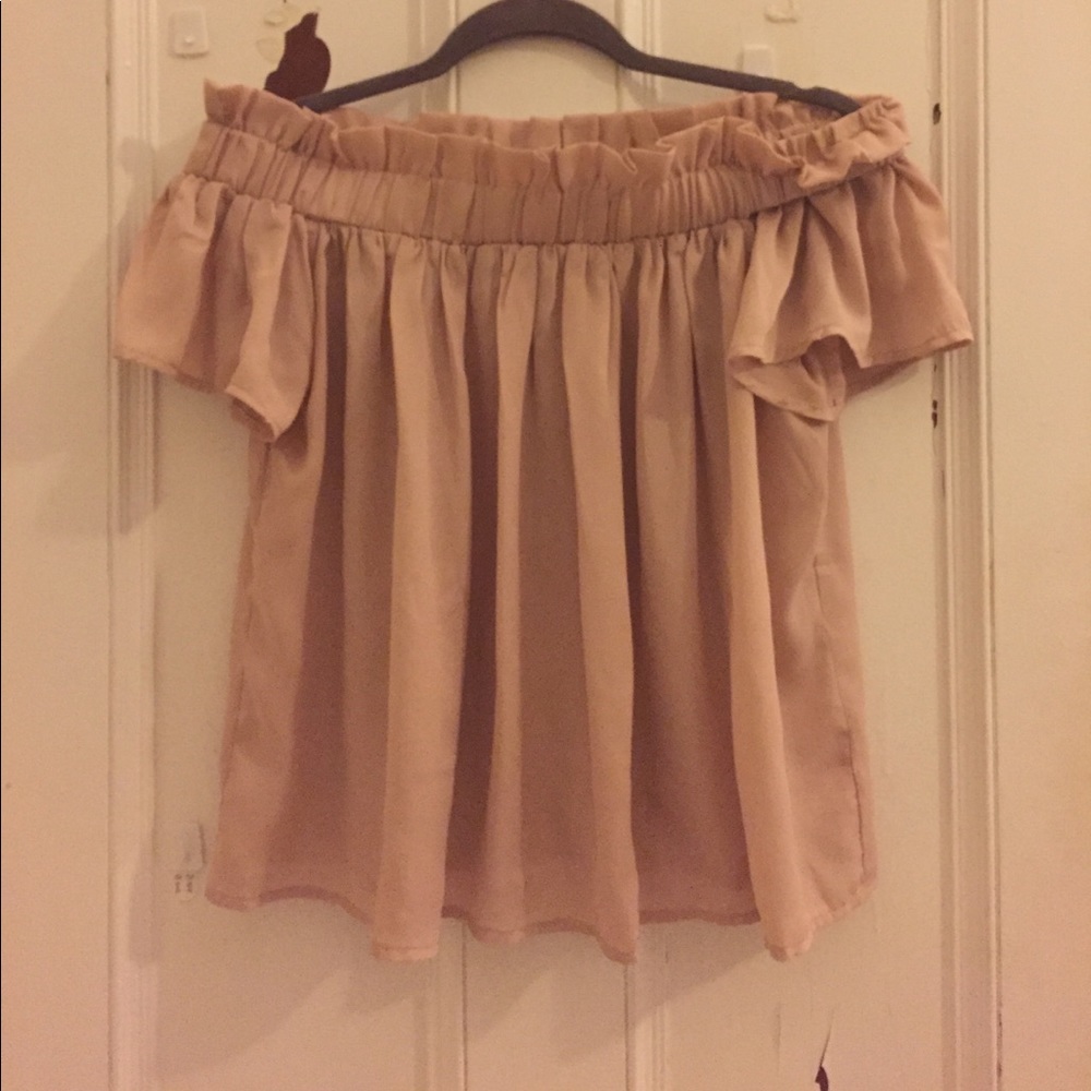 Urban nude/wine color off the shoulder blouse