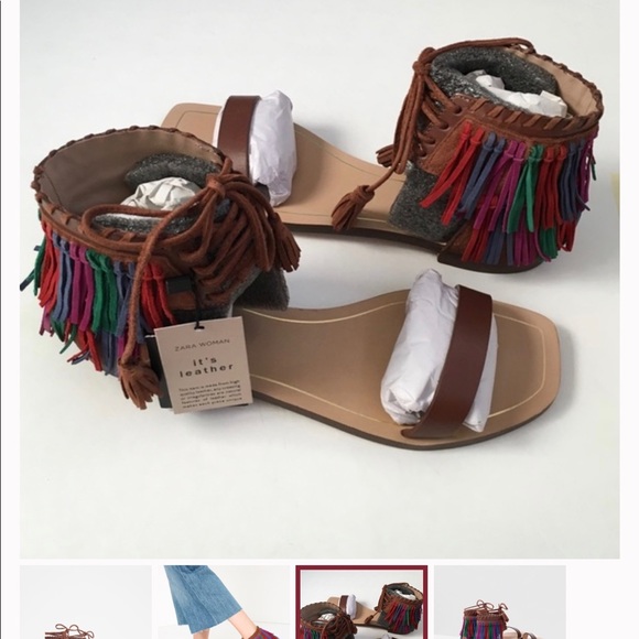 Zara leather fringe sandals - Picture 2 of 6