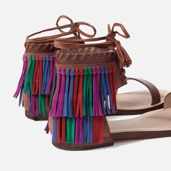 Zara leather fringe sandals - Picture 3 of 6