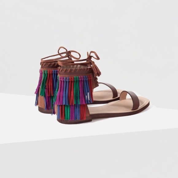 Zara leather fringe sandals - Picture 6 of 6
