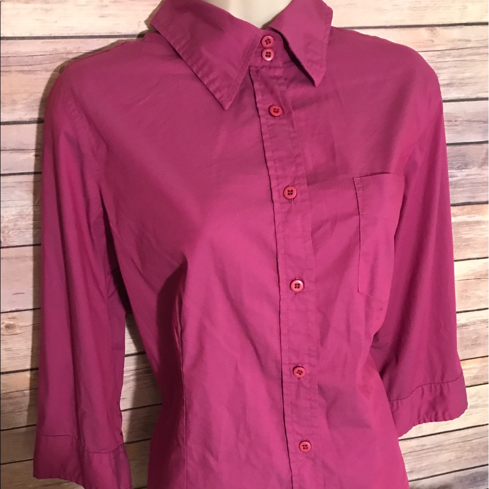 Avenue Fuchsia 3/4 Sleeve Top "Shaped Fit" Size 14