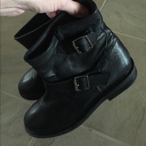 Animal leather biker boot