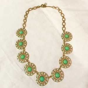 Jcrew-inspired gold & green medallion necklace