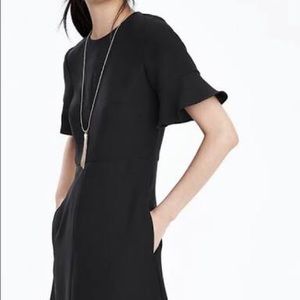 Banana Republic Black Flutter Sleeve Dress