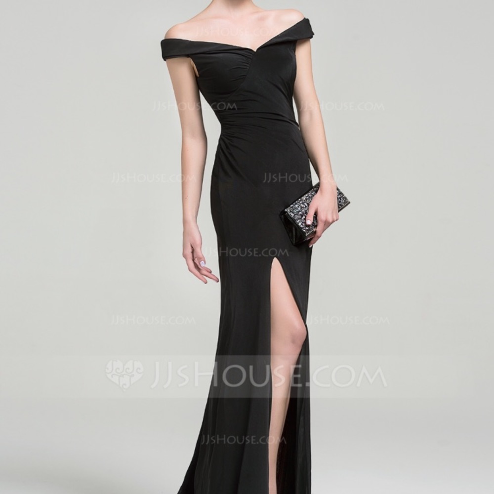 Off the shoulder black formal dress
