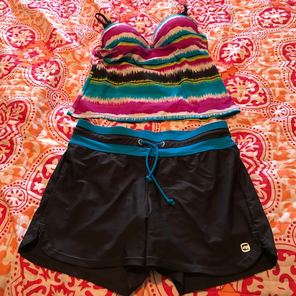 > Bright colored swim set <