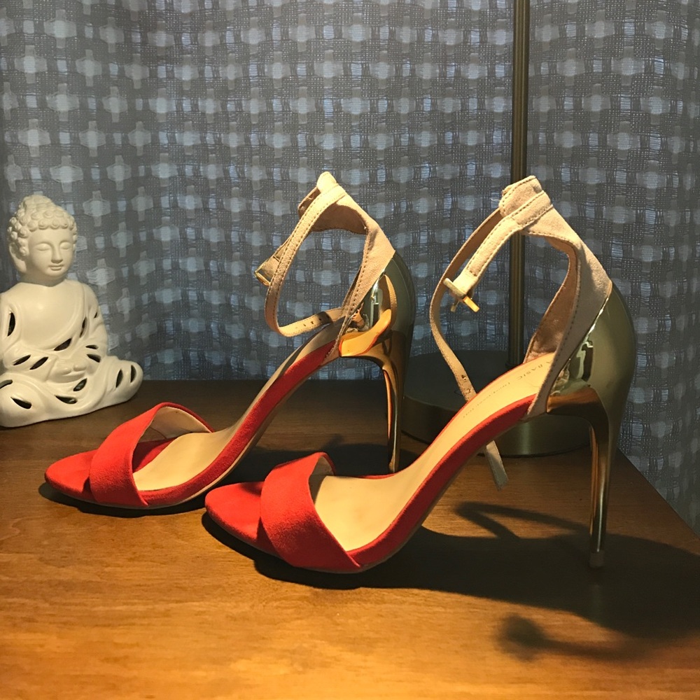Red / Nude / Gold Single Strap Zara Heels