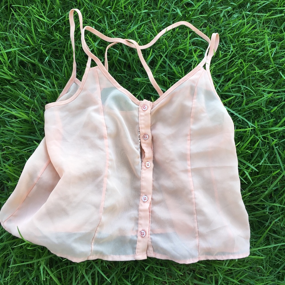 Brandy Melville Light Pink Button Up Tank Top