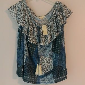 Patchwork Off Shoulder Top