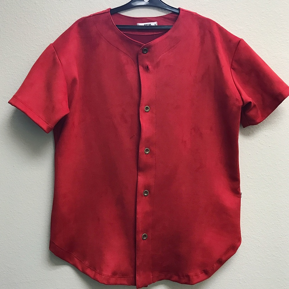 Suede baseball button up