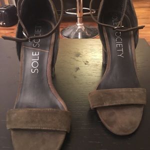 Olive green ankle straps heels