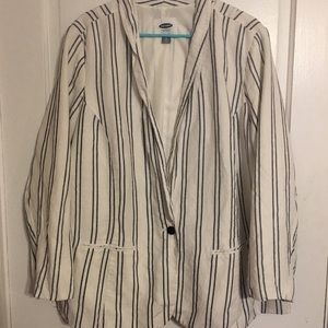 Navy & White Striped Blazer