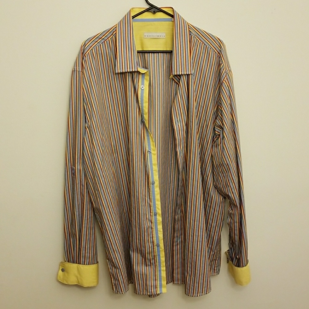 Multi colored pinstripe button down dress shirt