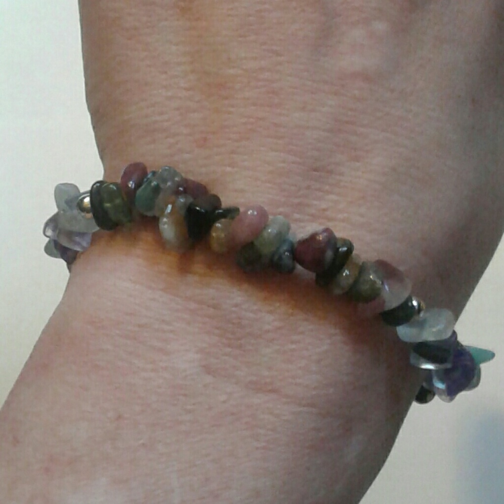 New One of a Kind **HC by Elle J. Designs Natural Tourmaline & Flourite 925S Br