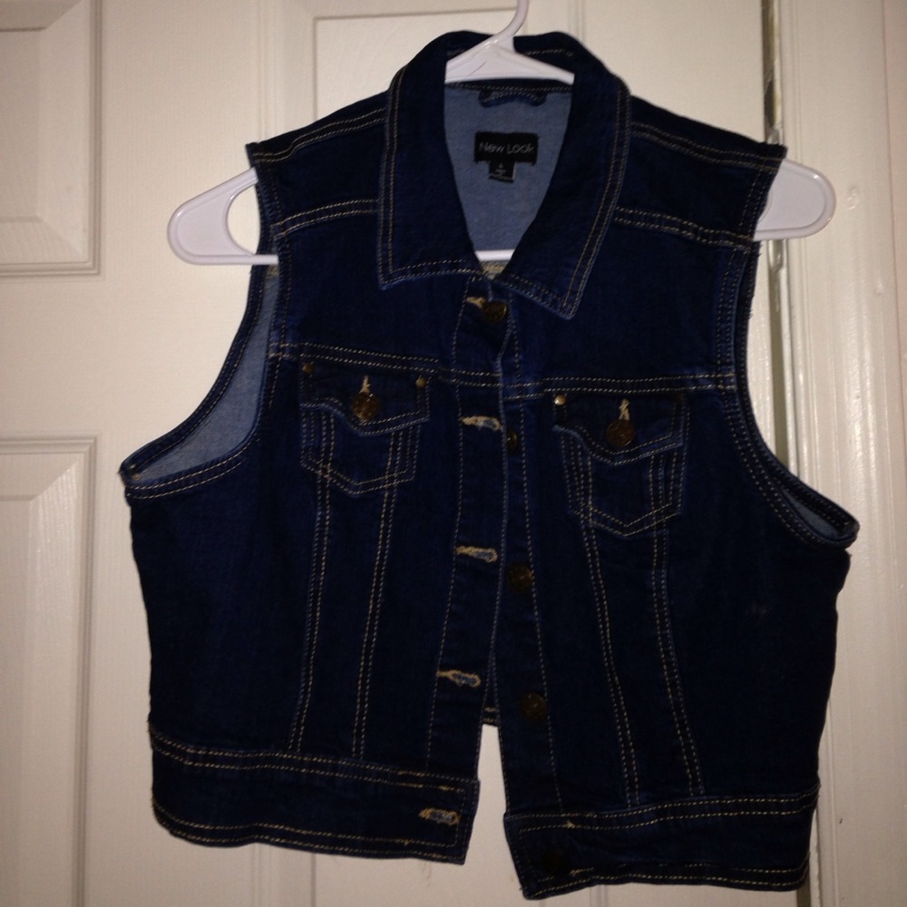 Dark wash jean vest