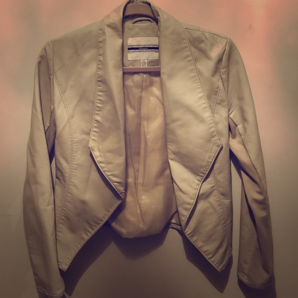 Faux Leather cream blazer: size Small