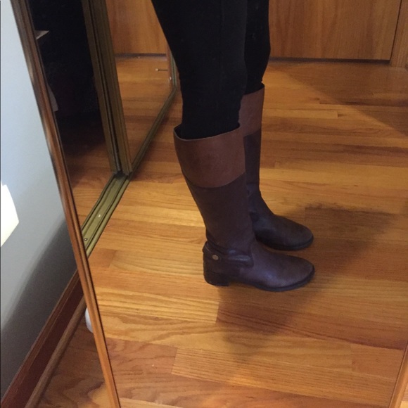 Franco Sarto Two Tone Brown Leather Boots - Picture 4 of 4