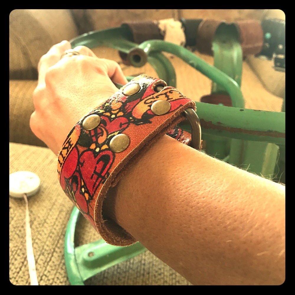 Up cycled belts into bracelets