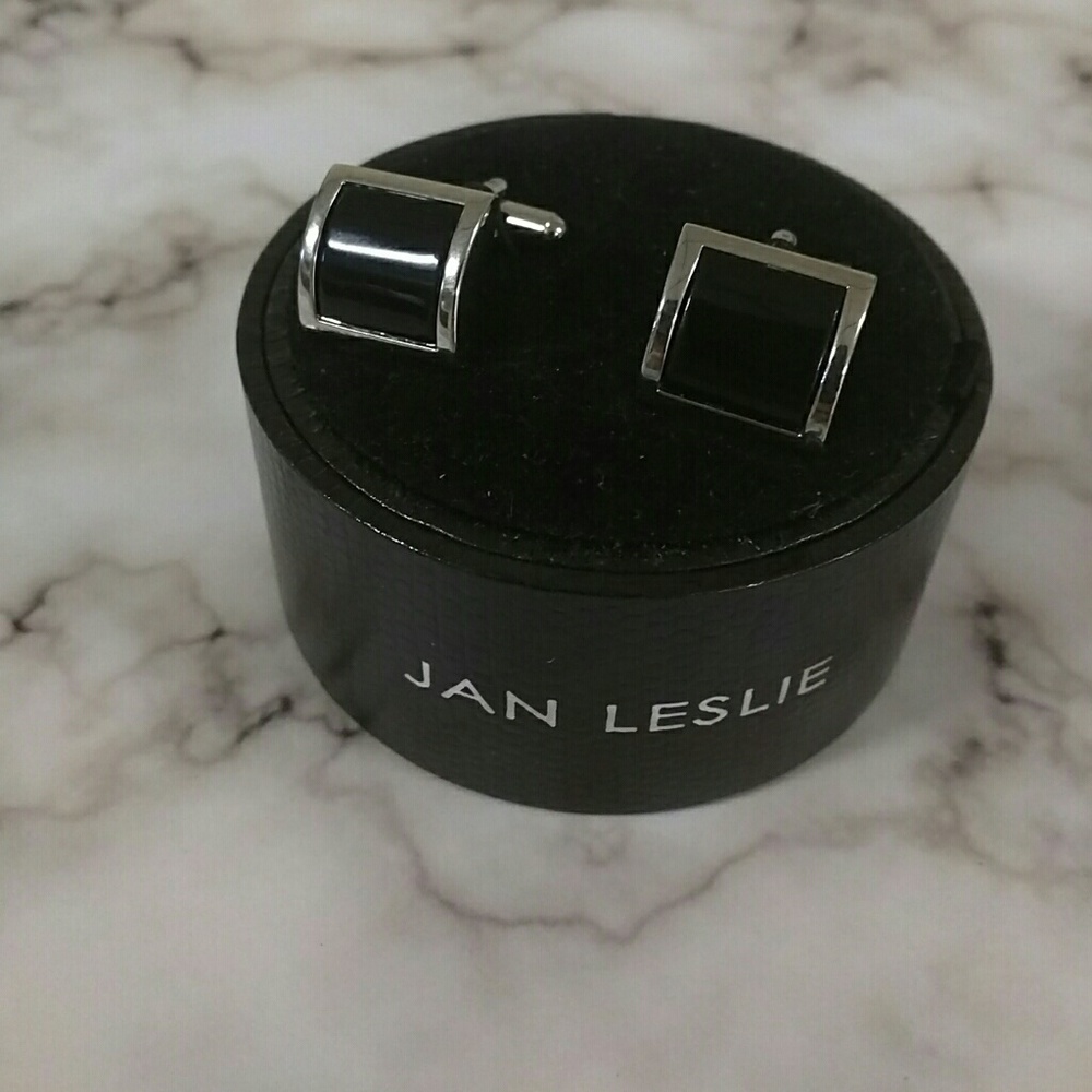 Jan Leslie Cufflinks Black and Onyx New In Box