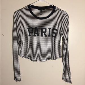 Striped Long sleeves crop top