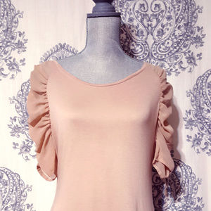 3/4 Length Sheer Ruched Sleeve Tee