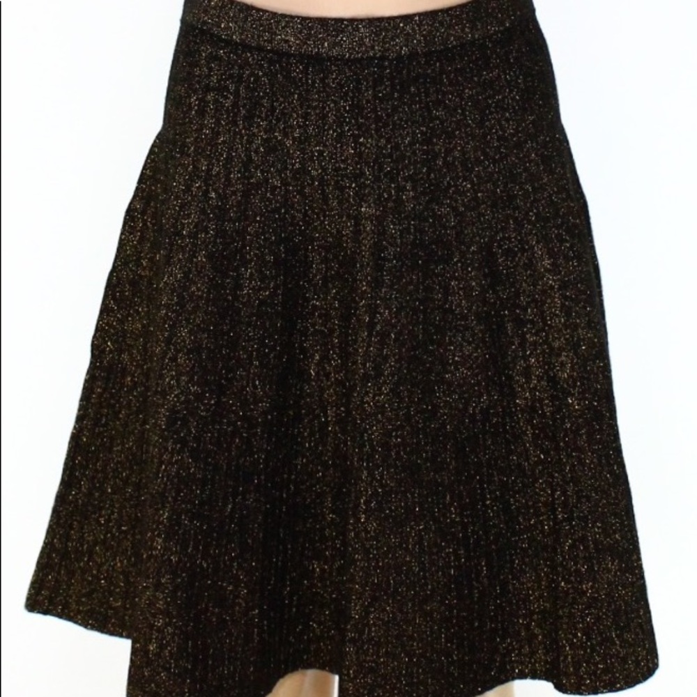 New A-line knee length black/gold lurex skirt
