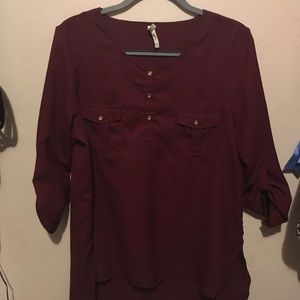 Burgundy color high low shirt