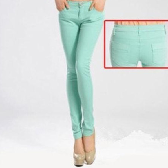 mint color jeans