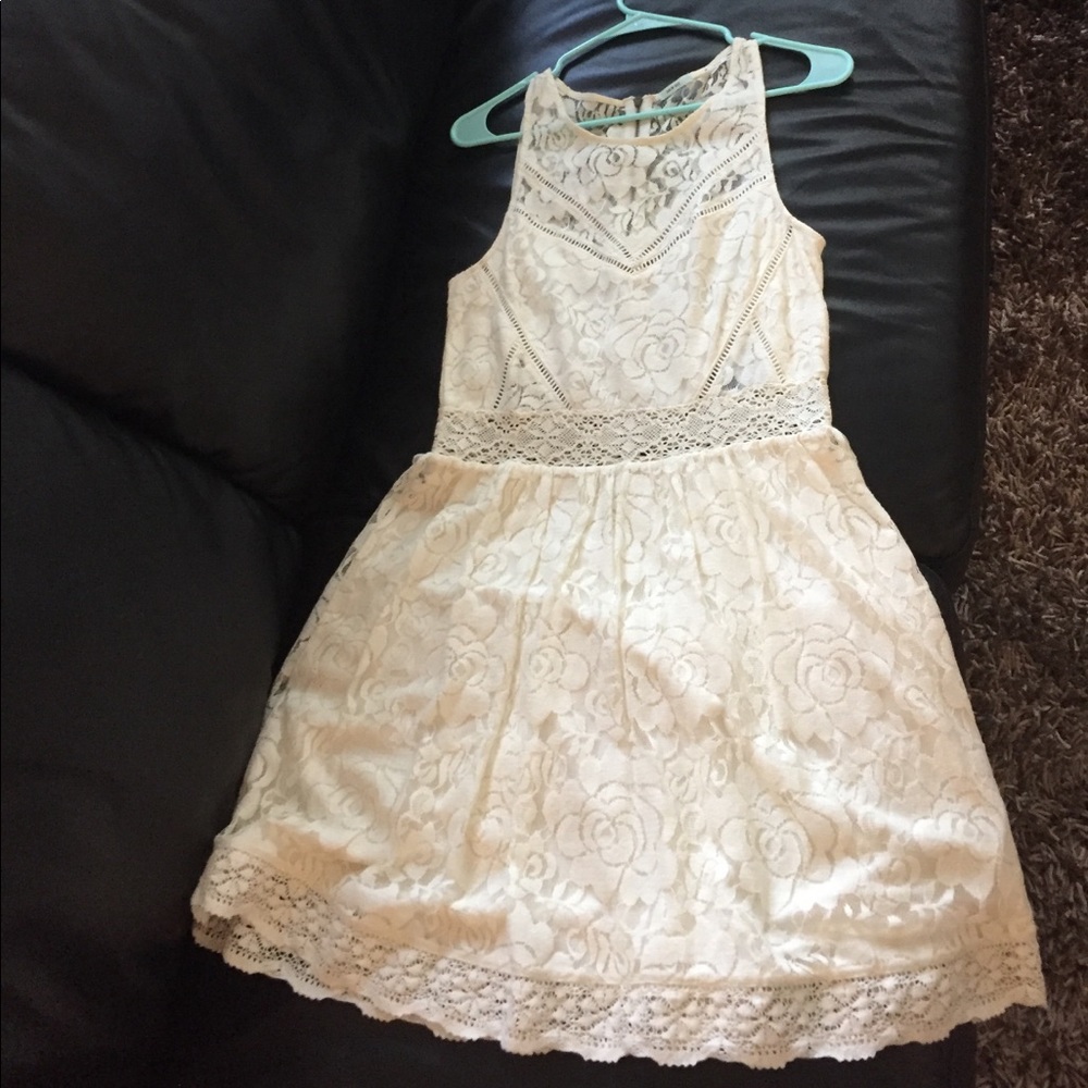 Cream flowered lace dress