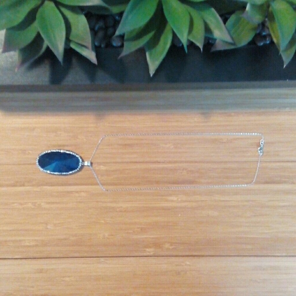 Sterling Blue Agate Necklace - Picture 3 of 8