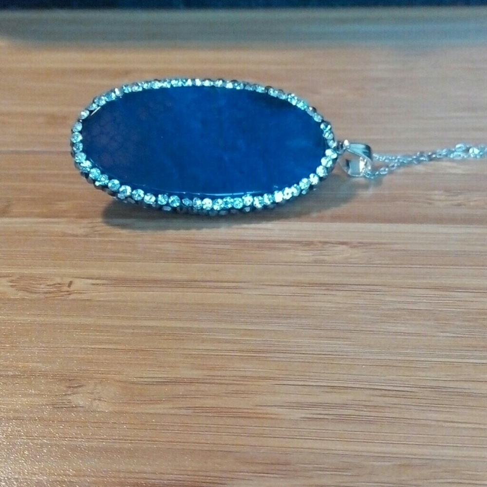 Sterling Blue Agate Necklace - Picture 6 of 8