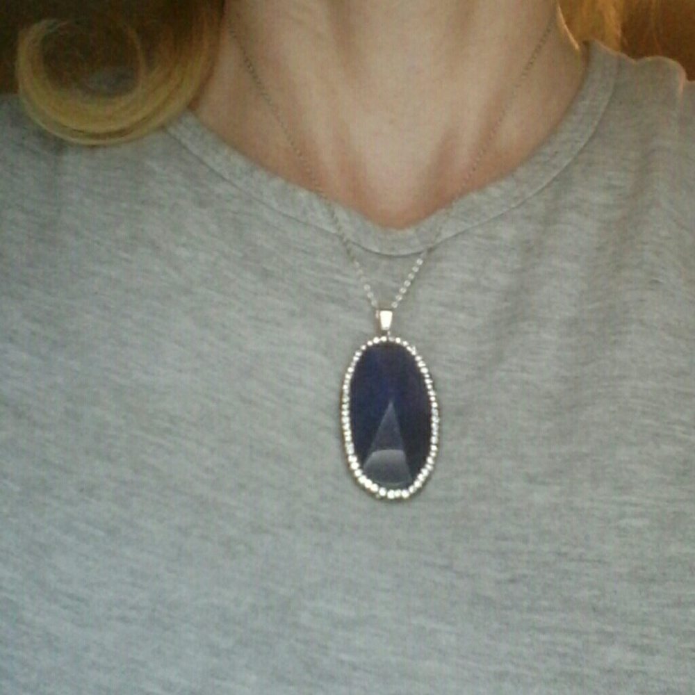 Sterling Blue Agate Necklace - Picture 8 of 8