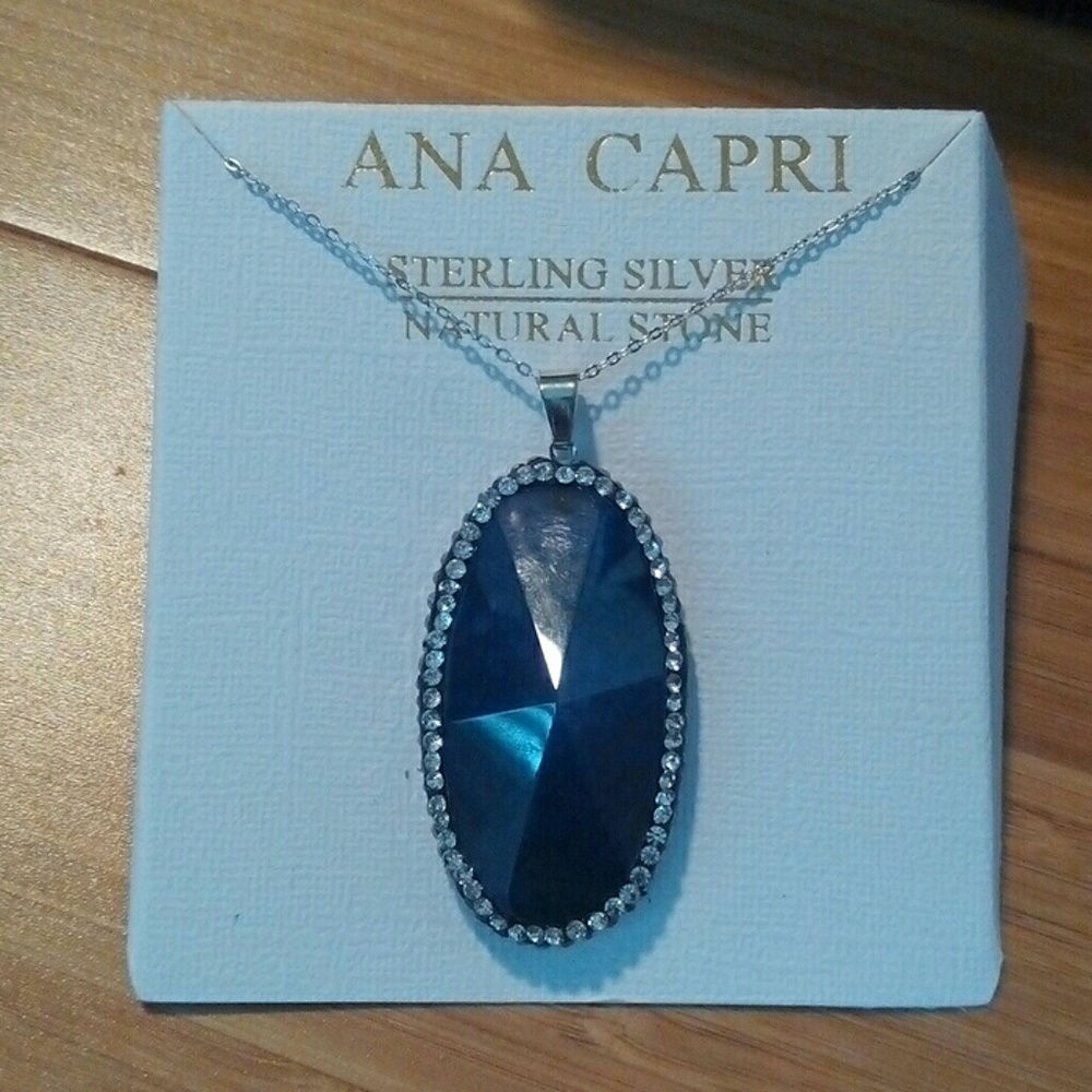 Sterling Blue Agate Necklace - Picture 4 of 8