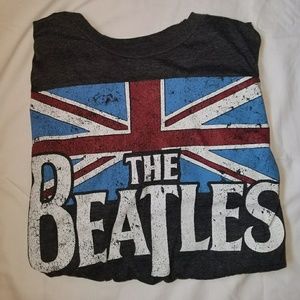 British Flag Heather Gray Beatles Band T-Shirt