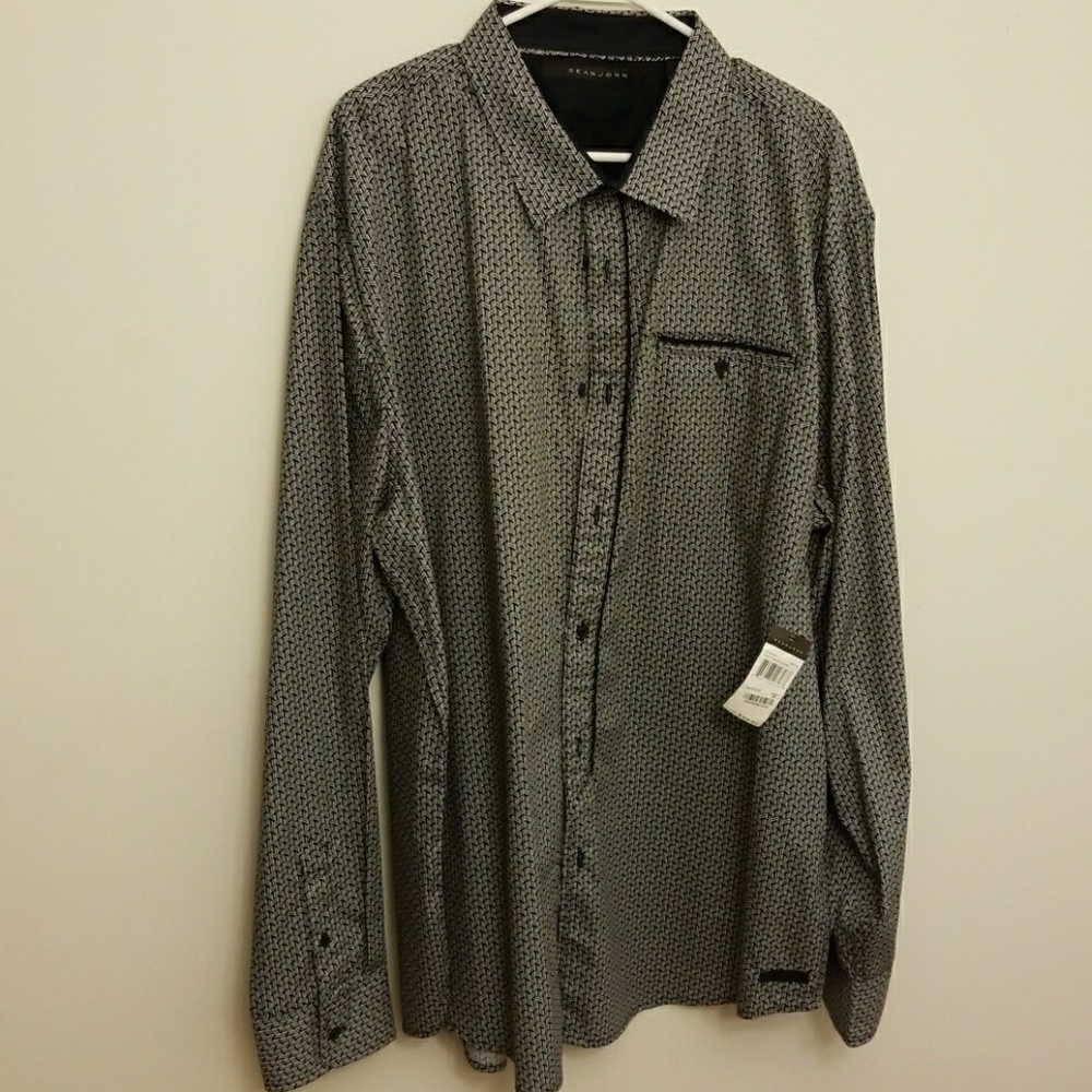Sean John Navy Blue Button Down Dress Shirt