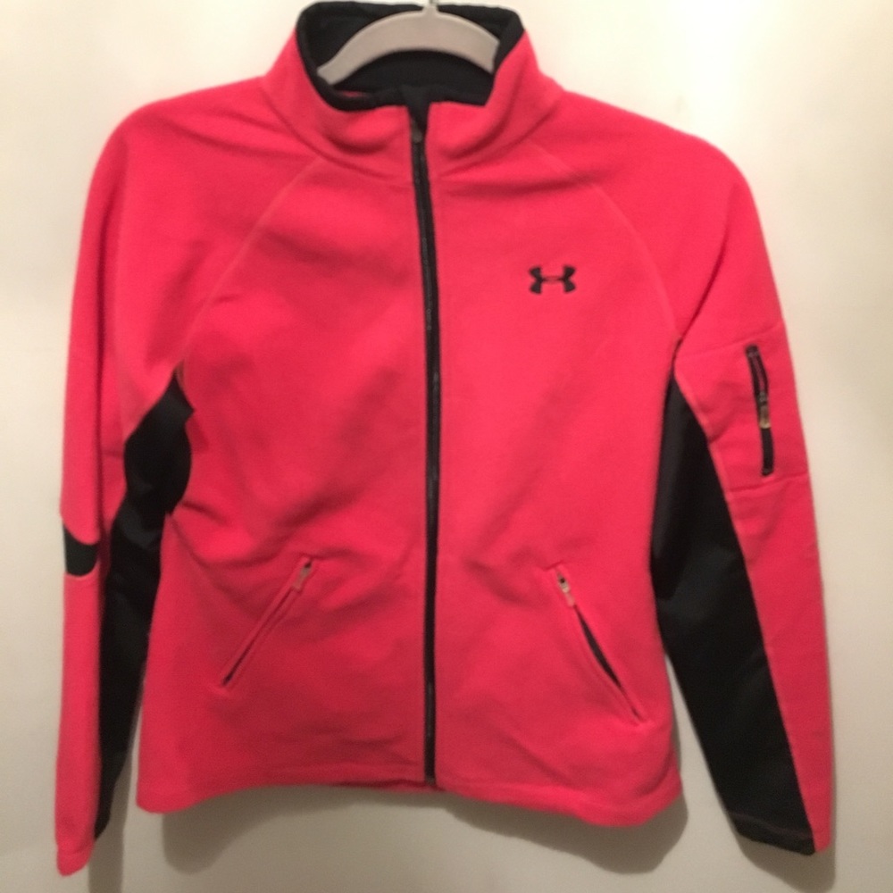Under Armor- Hot Pink and black zip up fleece.
