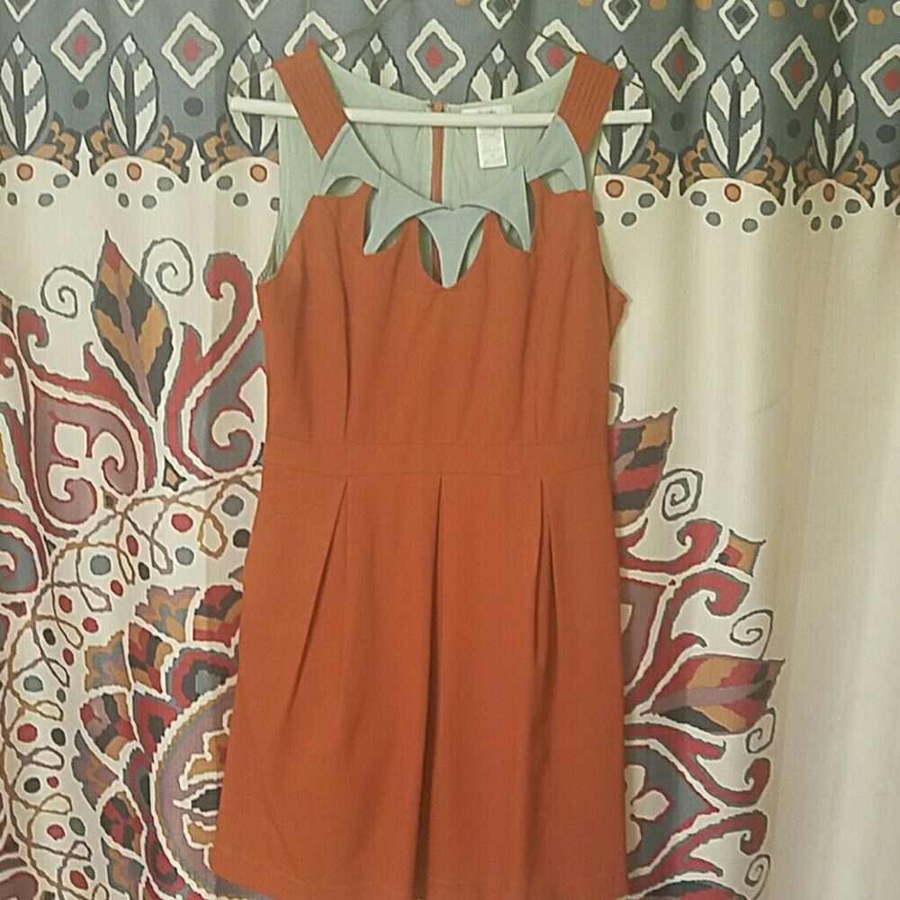Burnt orange and teal boutique dress