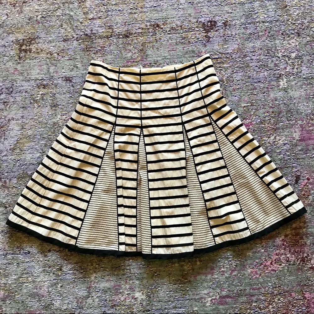 Nanette Lepore B&W Striped A-Line Skirt