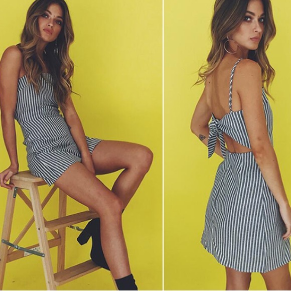 Stripe Bow Back Dress - Picture 2 of 3