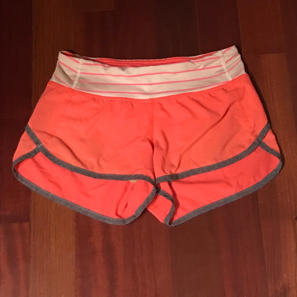 LULULEMON 2-way stretch speed shorts (coral)