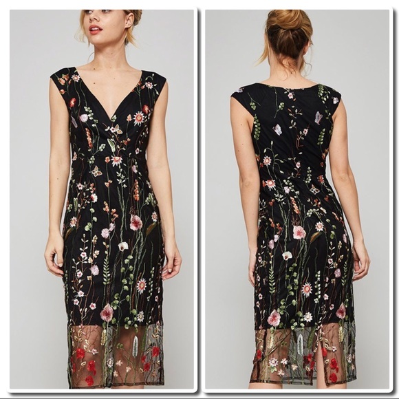 Fitted sleeveless, embroidered midi dress - Picture 2 of 6