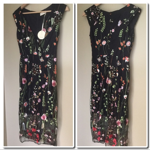 Fitted sleeveless, embroidered midi dress - Picture 4 of 6