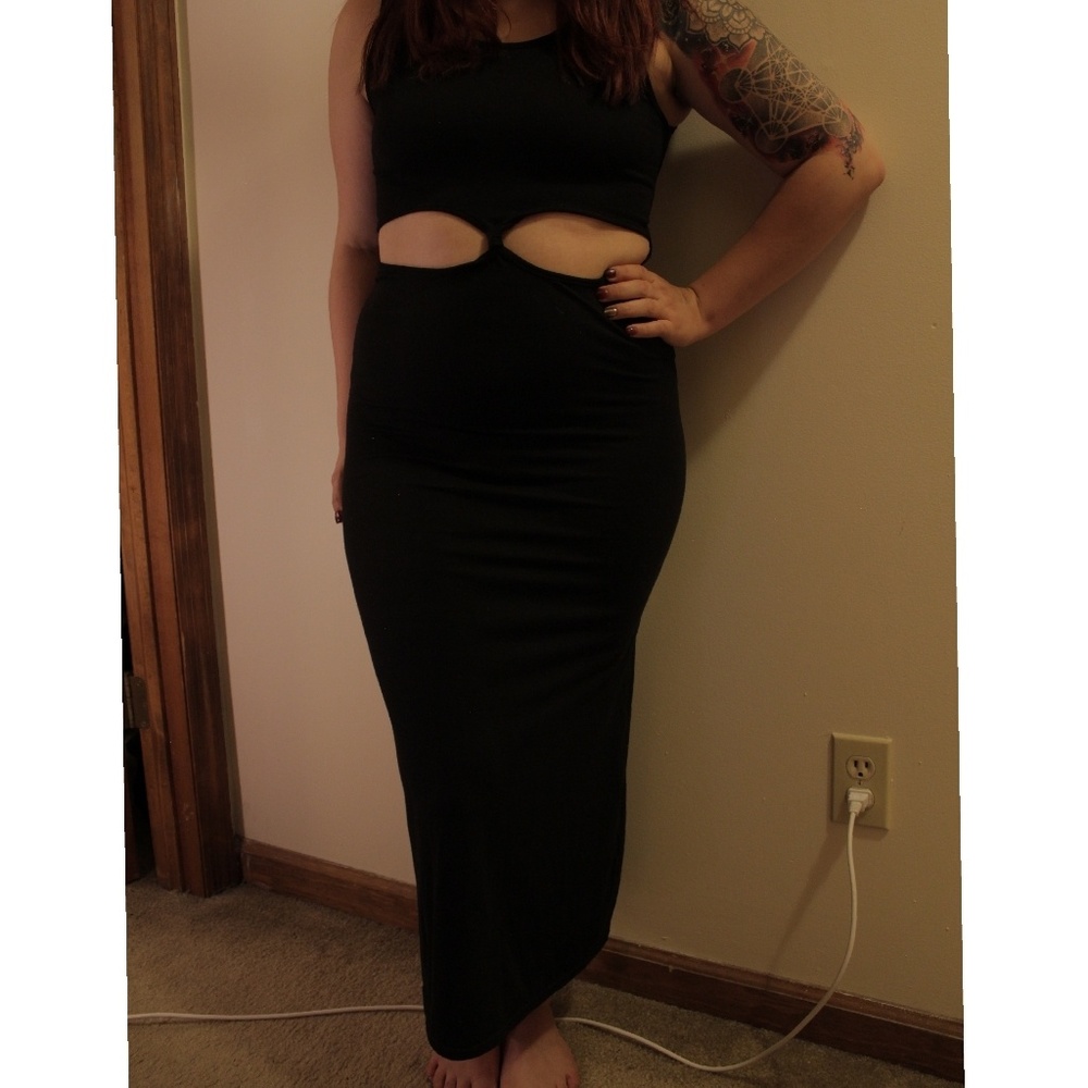 SOLD Black maxi dress with cutout
