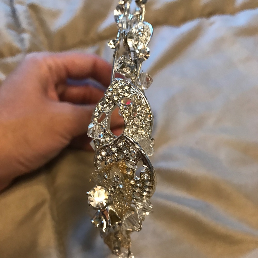 Bridal bling headband with two-tone details