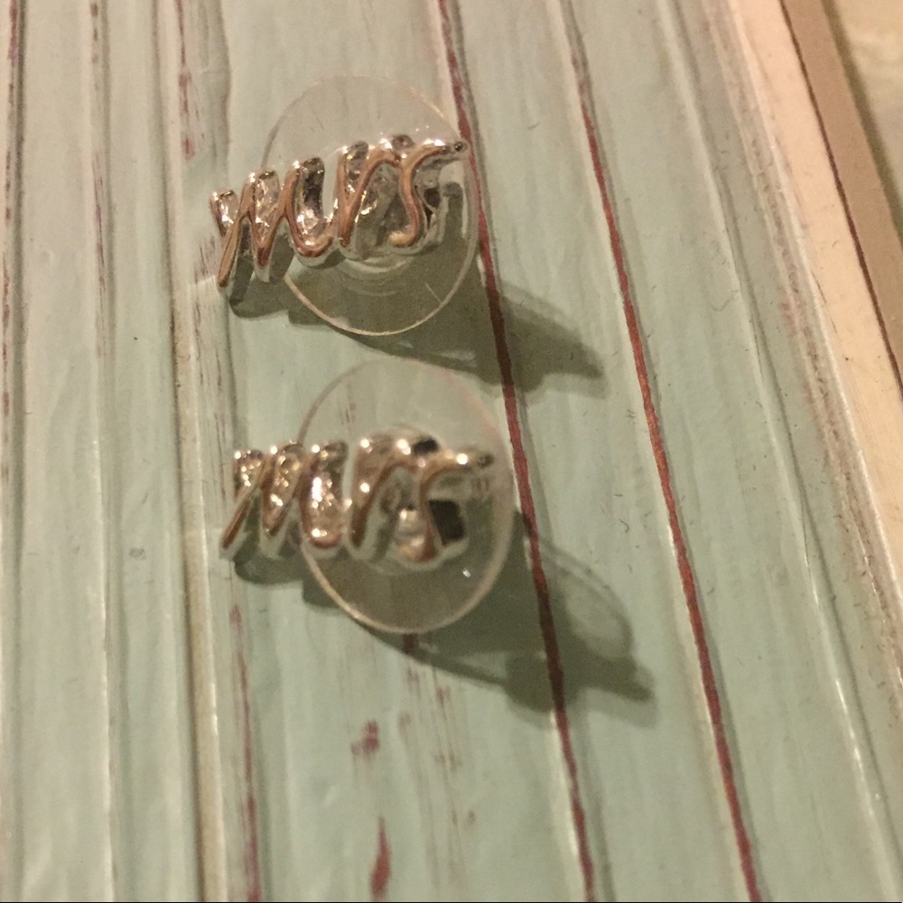 Silver Kate Spade "Mrs" earrings
