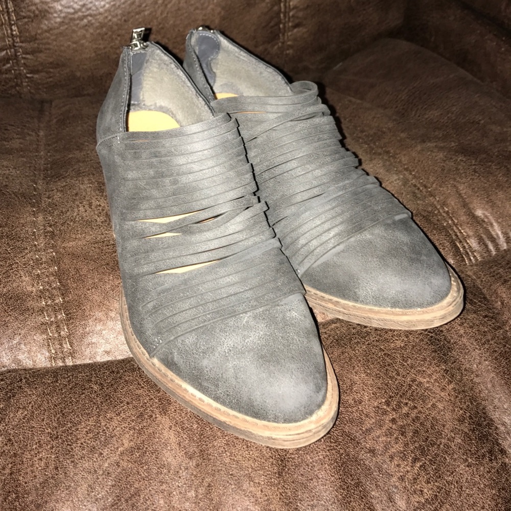 Gray Cut Out Ankle Booties
