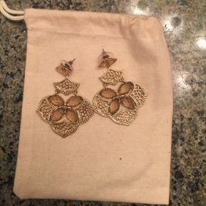Kendra Scott Earrings - Gold with Amber Stones