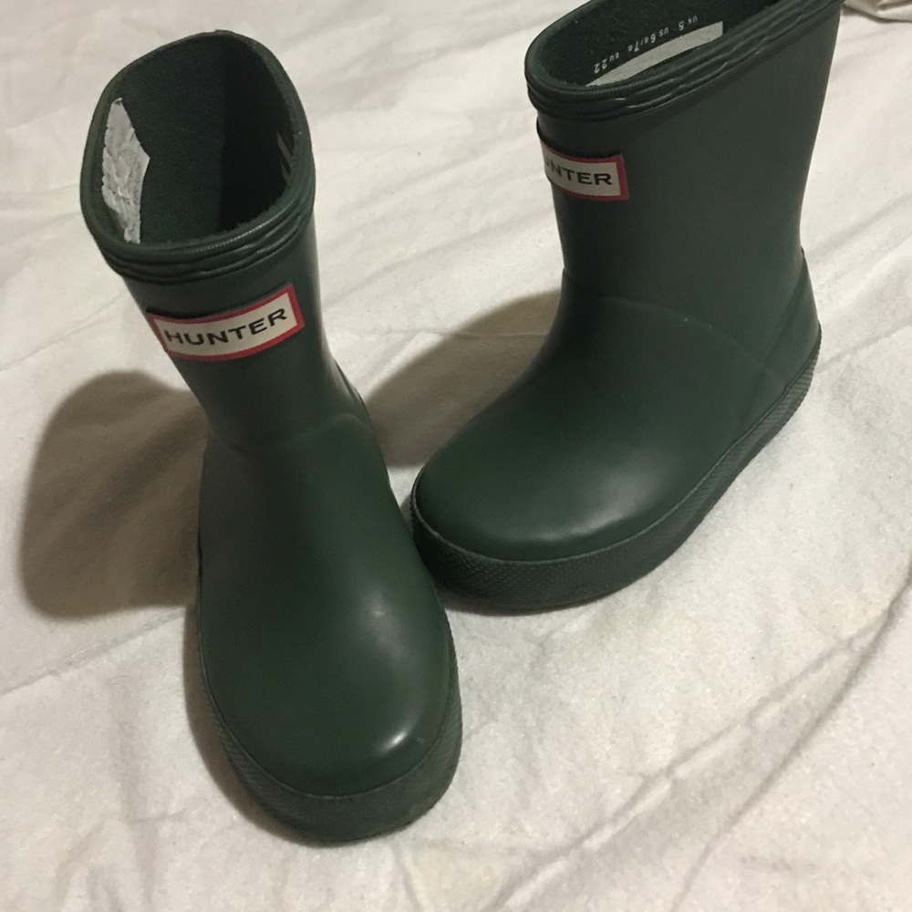 Green rain boots
