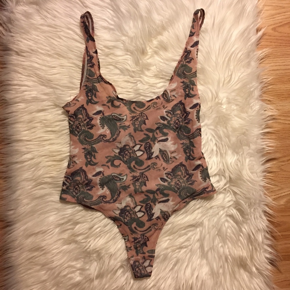 Free People Printed So Fresh Pink Bodysuit - Picture 2 of 5