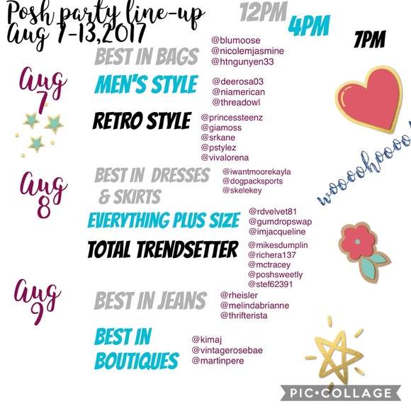 Posh Party Line Up 8.7-13.17